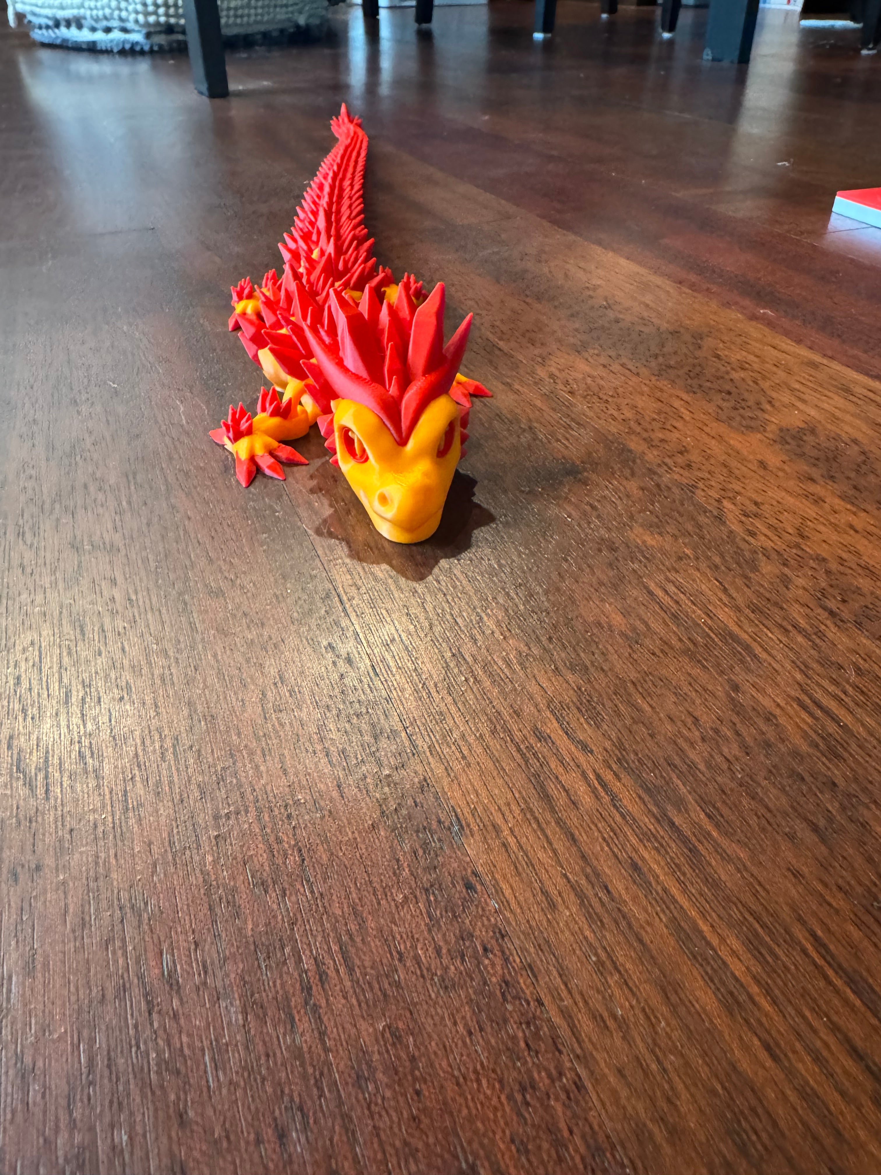 Articulated Fire Dragon 3D Printed Flexi Toy | Red Orange Dragon