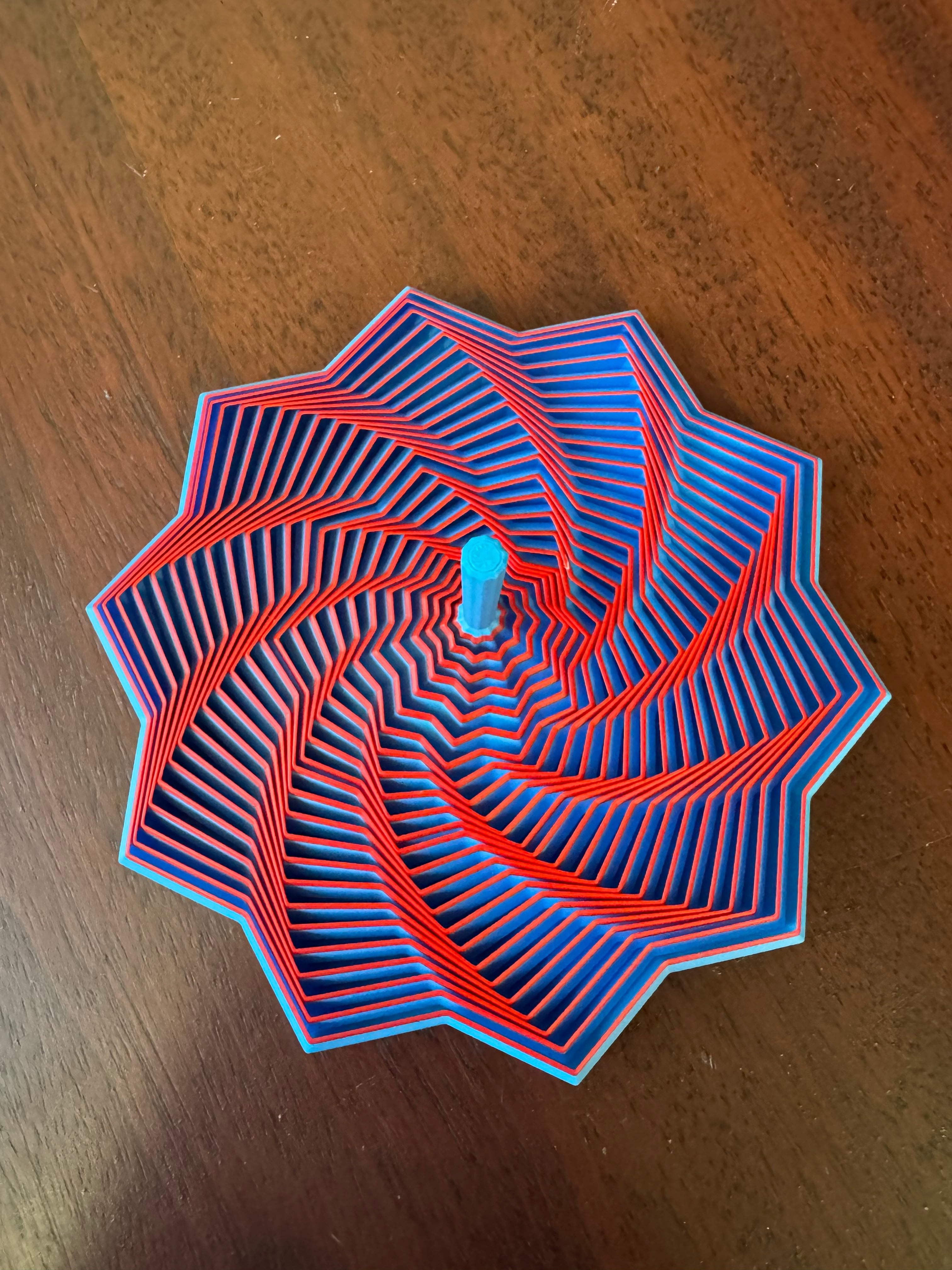 Mesmerizing Spiral Fidget Spinner - 3D Printed Desk Toy (Blue & Red)