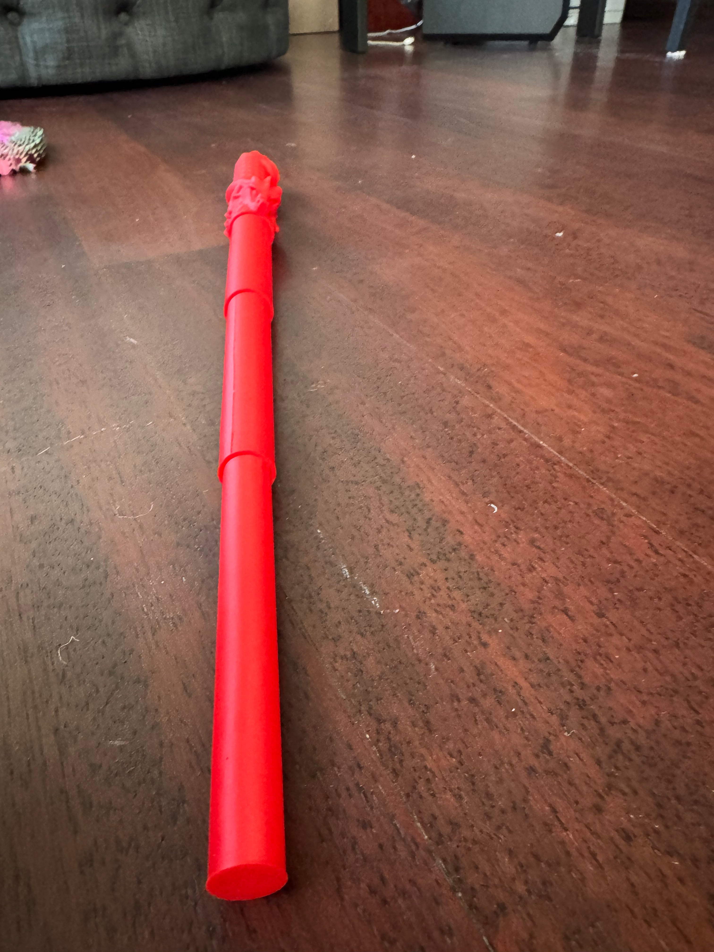Retractable Dragon Wand Sword - 3D Printed Toy (Red)